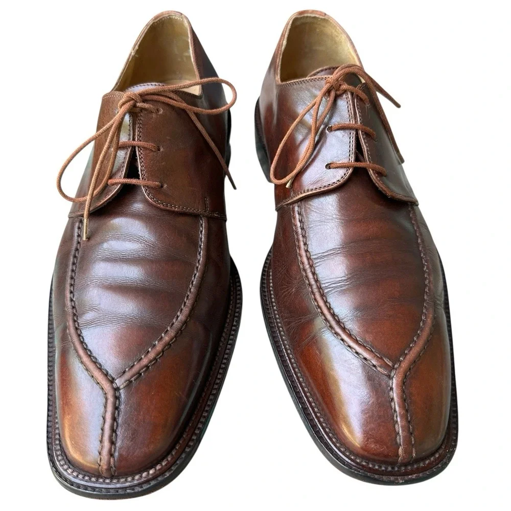 FOLIO New York Oxfords Dress Shoes Men's Size 11M‎ Brown Leather Split Toe Laces